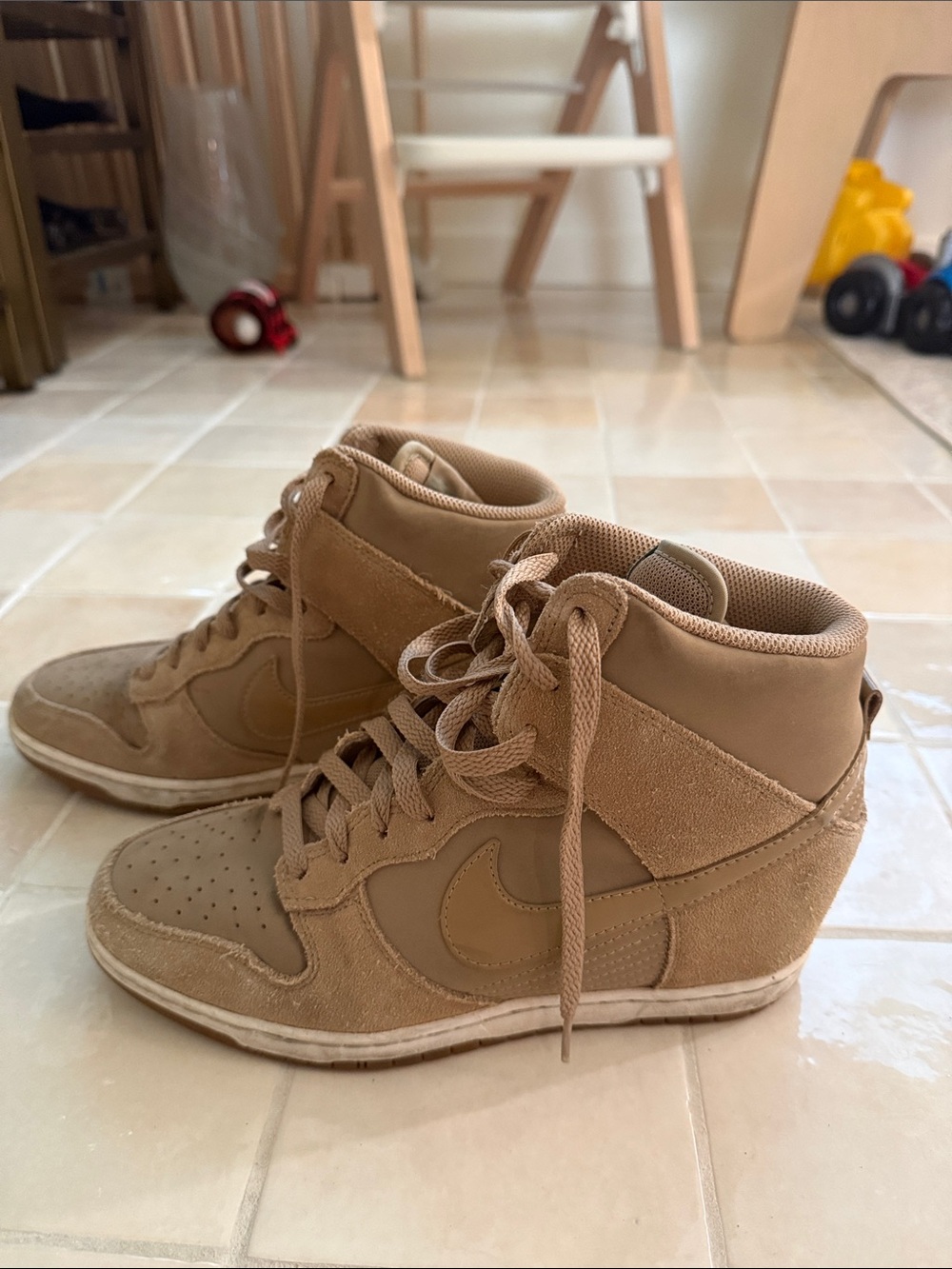Nike Tan Suede Wedge High-Top Sneakers